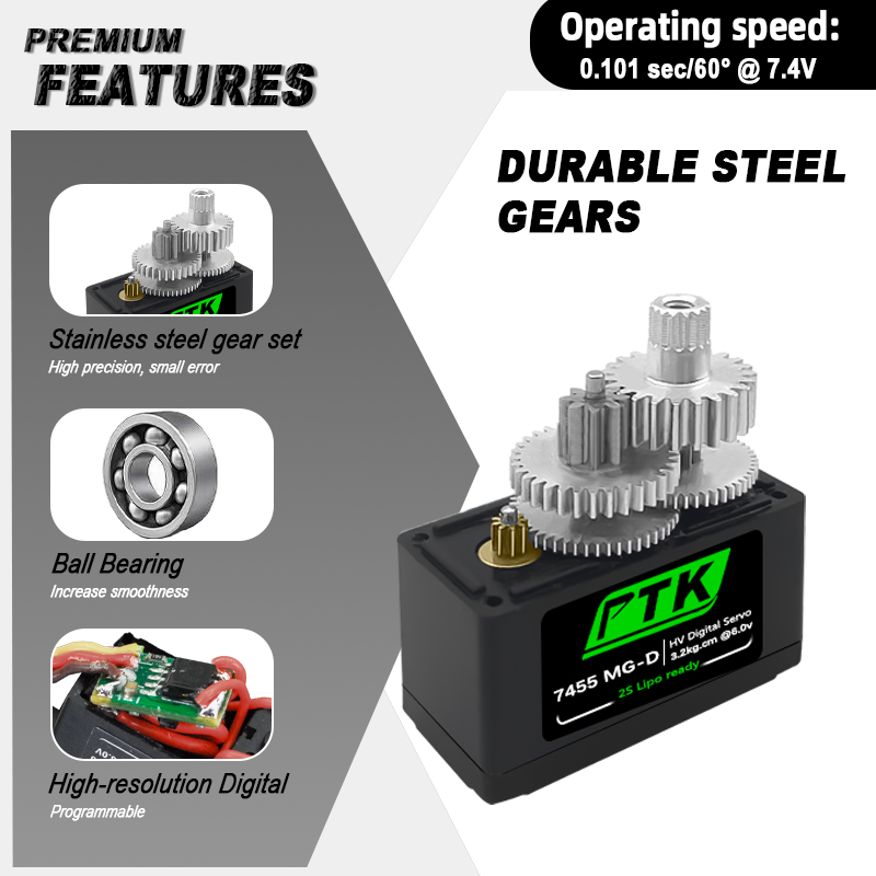 Servo digital PTK 7455MG-D de  - Rc Hobby Shops reseña y precio