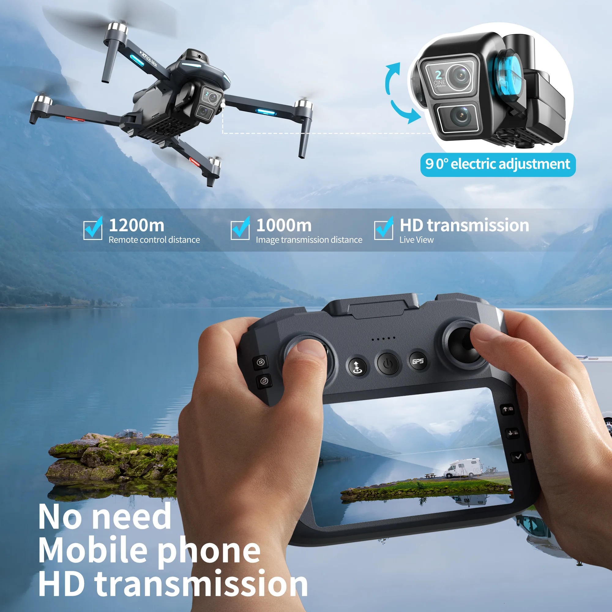 Dron GPS Lenovo XT606 MAX 4k P - Rc Hobby China reseña y precio